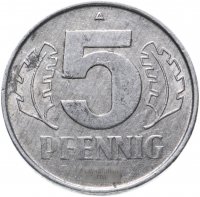 Купить Германия (ГДР) 5 пфеннигов (pfennig) 1968-1975