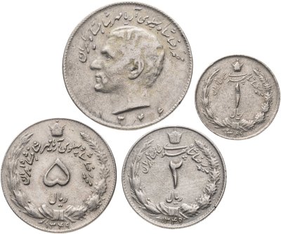 купить Иран набор монет 1-10 риалов 1967-1970 (4 шт.)
