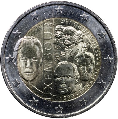 купить Люксембург 2 евро (euro) 2015 125 лет династии Нассау-Вейльбург