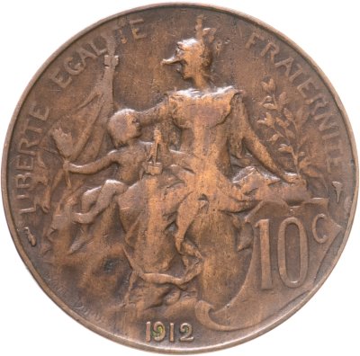 купить Франция 10 сантимов (centimes) 1912