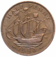 Купить Великобритания 1/2 пенни (penny) 1950