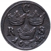 Купить Швеция 1/6 эре 1674