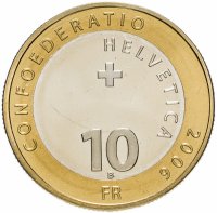 Купить Швейцария 10 франков (francs) 2006 "Гора Пиц Бернина"