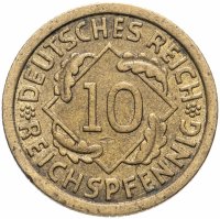 Купить Германия 10 рейхспфеннигов 1924-1936 F