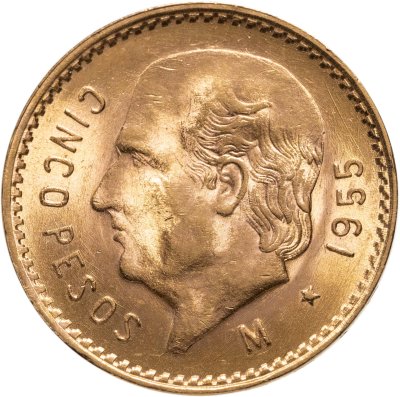 купить Мексика 5 песо (pesos) 1955 UNC "Либертад"
