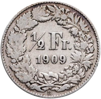 купить Швейцария 1/2 франка (franc) 1909