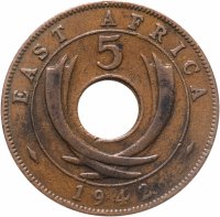 купить Британская Восточная Африка 5 центов (cents) 1942 Георг VI
