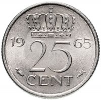 Купить Нидерланды 25 центов (cents) 1950-1980