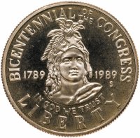 купить США 50 центов (1/2 доллара, half dollar) 1989 S Congress (200 лет Конгрессу США) знак монетного двора "S" - Сан-Франциско