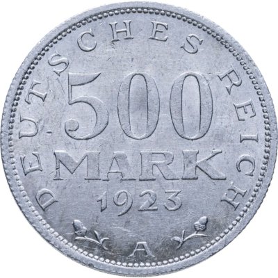 купить Германия 500 марок (mark) 1923, знак монетного двора "A" — Берлин