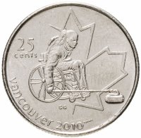 купить Канада 25 центов (cents) 2007 "X зимние Паралимпийские Игры, Ванкувер 2010 - Кёрлинг на колясках"
