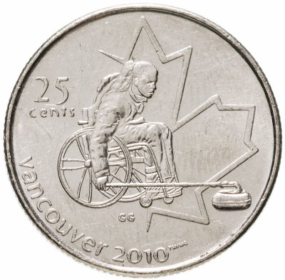 купить Канада 25 центов (cents) 2007 "X зимние Паралимпийские Игры, Ванкувер 2010 - Кёрлинг на колясках"