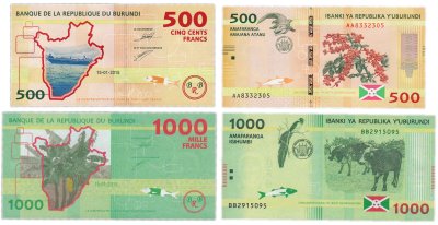 купить Бурунди набор из 2 банкноты 500, 1000 франков 2015