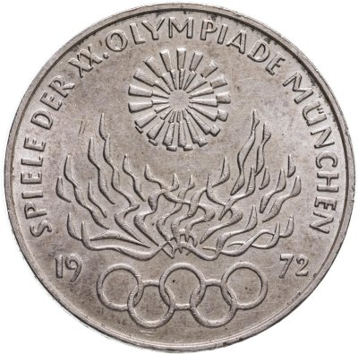 купить Германия 10 марок (mark) 1972 "XX летние Олимпийские Игры, Мюнхен 1972 - Факел" знак монетного двора: "D" - Мюнхен