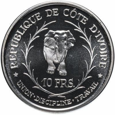 купить Кот-д'Ивуар 10 франков (francs) 1966 "Союз, Дисциплина, Работа"