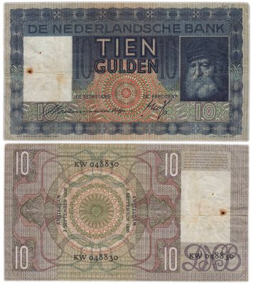 купить Нидерланды 10 гульденов 1936 (Grijsaard, Rembrandt) Pick 49