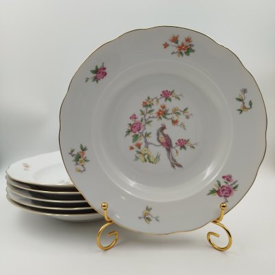 купить Набор из 6-ти суповых тарелок, декорированных в японском стиле, фарфор, деколь, золочение, Европа, 1970-1990 гг.