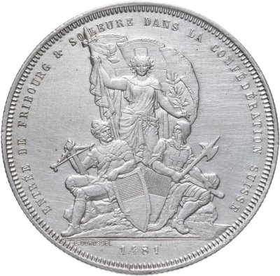 купить Швейцария 5 франков 1881 Стрелковый фестиваль в Фрайбурге