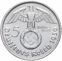 купить Германия (Третий рейх) 5 рейхсмарок (reichsmark) 1936 F орёл со свастикой