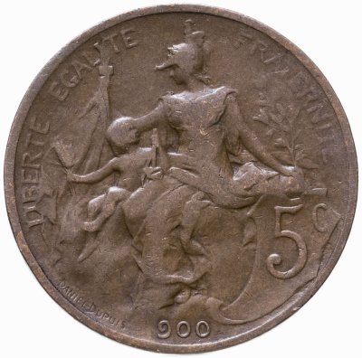 купить Франция 5 сантимов (centimes) 1900