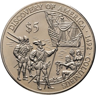 купить Либерия 5 долларов (dollars) 2000 "Открытие Америки - Колумб"
