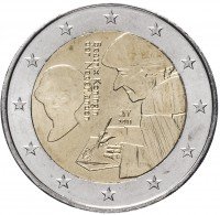 Купить Нидерланды 2 евро 2011 "500-летие первого издания книги "Похвала глупости" Эразма Роттердамского"
