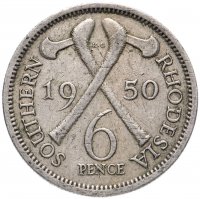 купить Южная Родезия 6 пенсов (pence) 1950