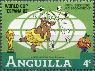 купить Ангилья Почтовая марка 1982 "Сцена из фильма Уолта Диснея "Набалдашник и метла". Звериный футбол (II)"