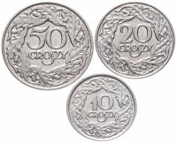 Купить Польша набор 3 монеты 10 20 50 грошей 1923