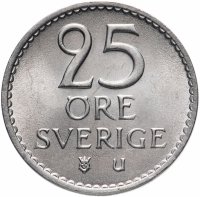 Купить Швеция 25 эре (ore) 1965