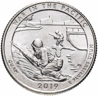 Купить США 1/4 доллара (25 центов, квотер) 2019 P —"Национальные парки - Гуам, война на Тихом океане" (48-й парк)