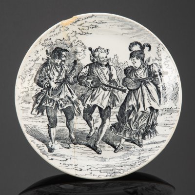 купить Тарелка декоративная юмористическая "Nos marins" ("Наши моряки"), фаянс, роспись, Creil et Montereau, Франция, 1880-1920 гг.