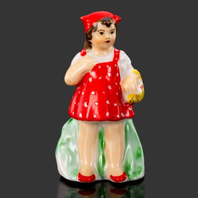 купить Статуэтка миниатюрная "Красная шапочка", автор Л.К. Клименкова-Краузе, фарфор, роспись, Первомайский фарфоровый завод (Песочное), СССР, 1950-1952 гг.