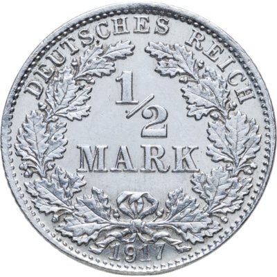 купить Германия 1/2 марки (mark) 1917 Знак монетного двора: "D" - Мюнхен
