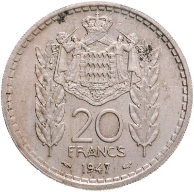 купить Монако 20 франков (francs) 1947