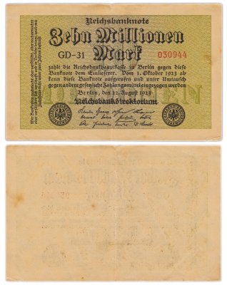 купить Германия 10000000 марок 1923 года (Pick 106а)
