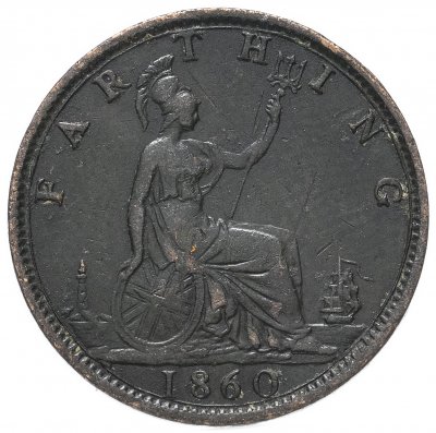 купить Великобритания 1 фартинг (farthing) 1860