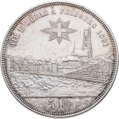 купить Швейцария 5 франков 1881 "Стрелковый фестиваль во Фрибуре"