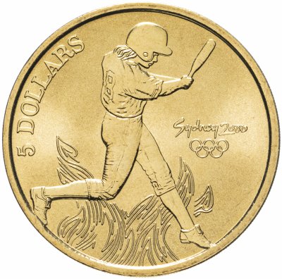 купить Австралия 5 долларов (dollars) 2000 "Олимпийские игры в Сиднее - Софтбол"