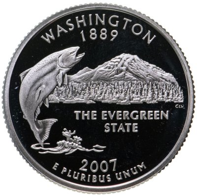 купить США 25 центов (квотер, 1/4 доллара, quarter dollar) 2007 Вашингтон Серебро