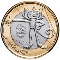 Купить Бразилия 1 реал (real) 2016 "XXXI летние Олимпийские Игры, Рио-де-Жанейро 2016 - Винисиус"