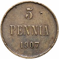 Купить 5 пенни 1907, монета для Финляндии