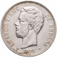 купить Испания 5 песет (pesetas) 1871