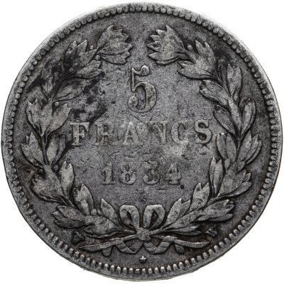 купить Франция 5 франков (francs) 1834