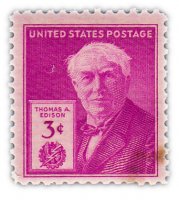купить США 3 цента 1947 "100 лет со дня рождения Томаса Эдисона"
