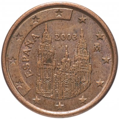 купить Испания 1 евро цент (euro cent) 1999-2009, случайная дата