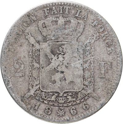 купить Бельгия 2 франка (francs) 1866