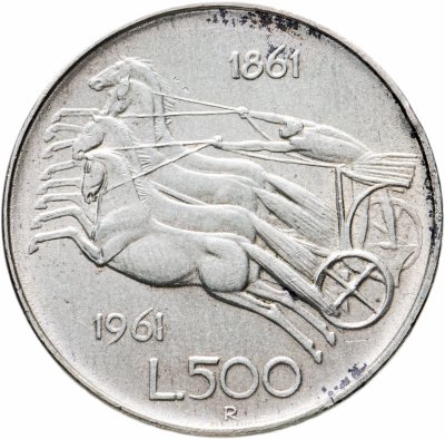 купить Италия, 500 лир 1961, "100 лет со дня объединения Италии"