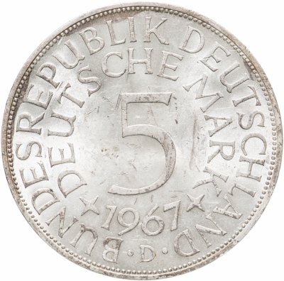 купить Германия 5 марок, 1967 Отметка монетного двора: "D" - Мюнхен