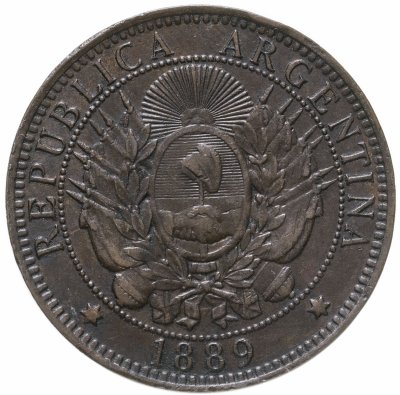 купить Аргентина 2 сентаво (centavos) 1889